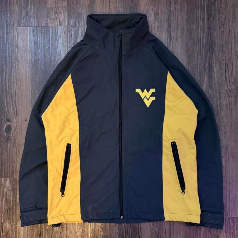 West Virginia Mountaineers Jacket Full Zip Up Blue & Yellow Size‎ S Small